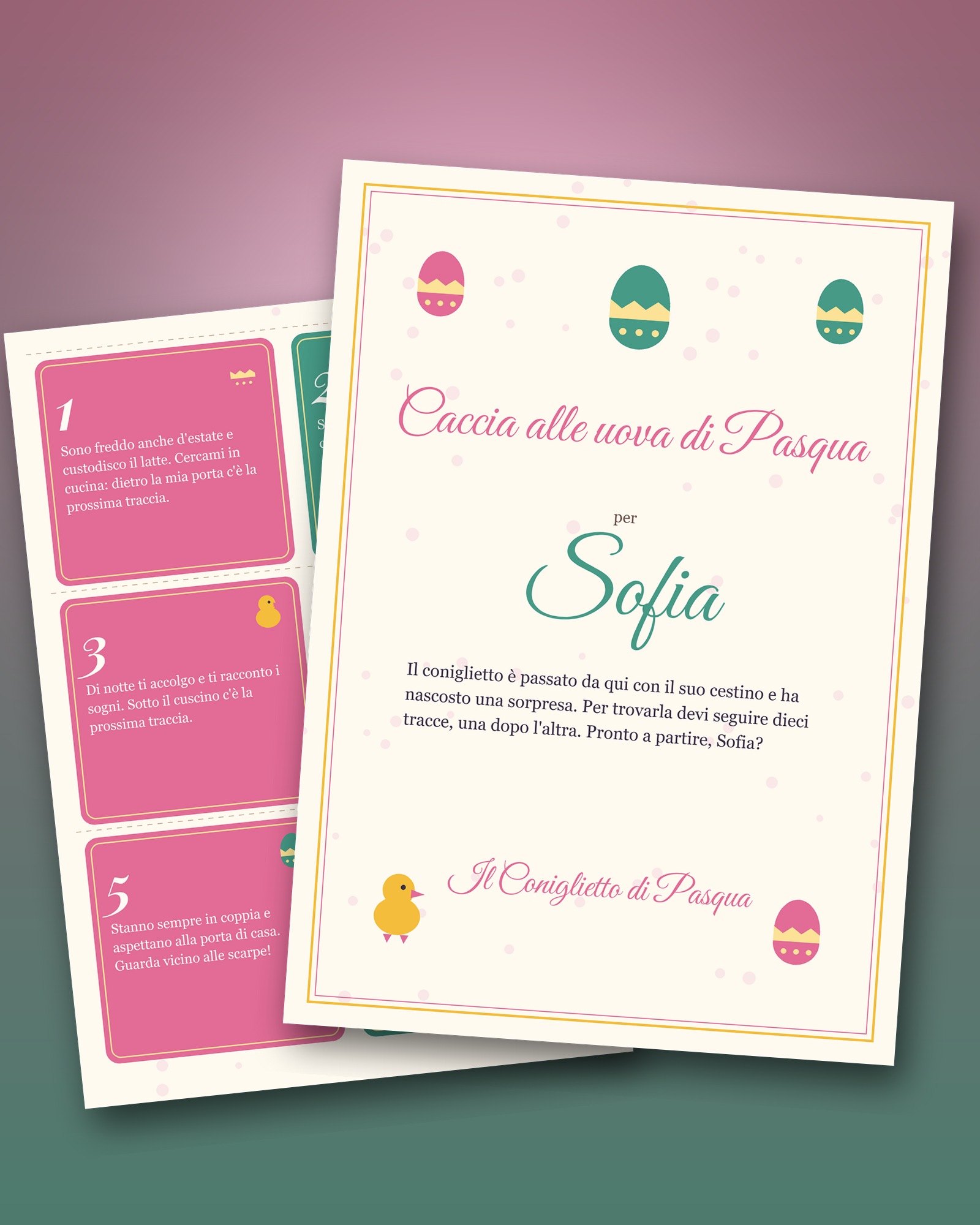 Caccia alle uova di Pasqua con il nome