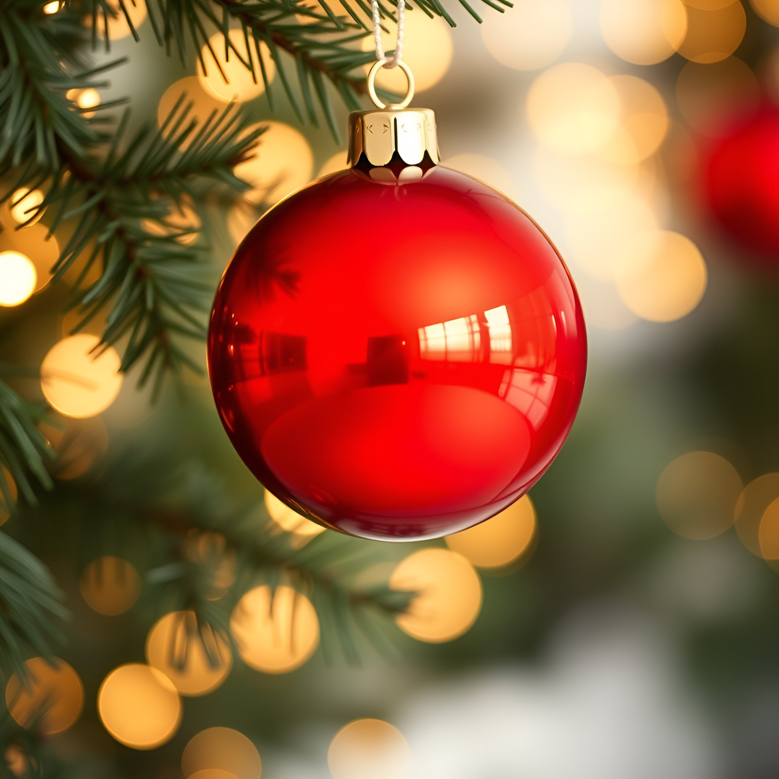 Pallina rossa sull'albero di Natale