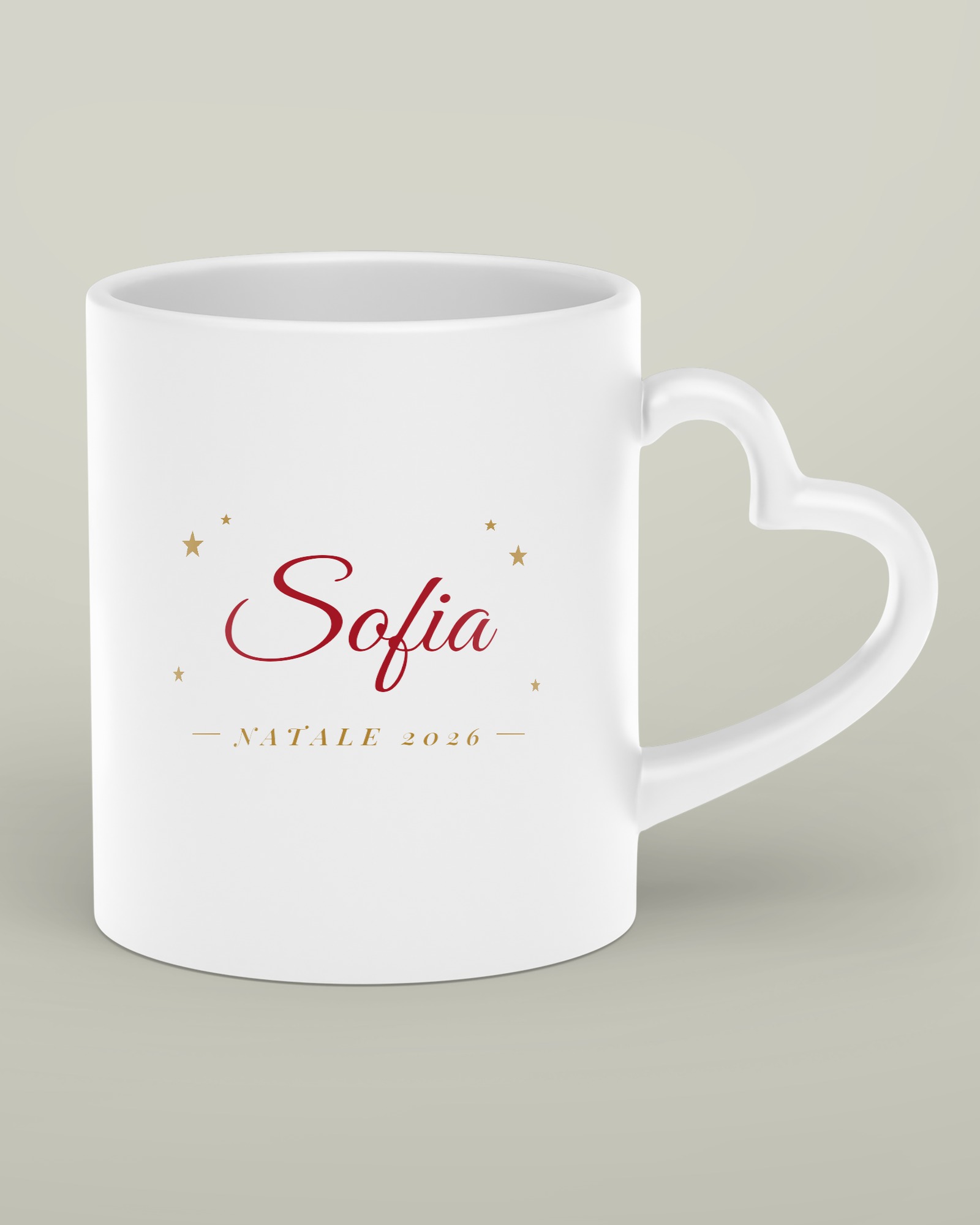 Tazza con il manico a cuore e il nome