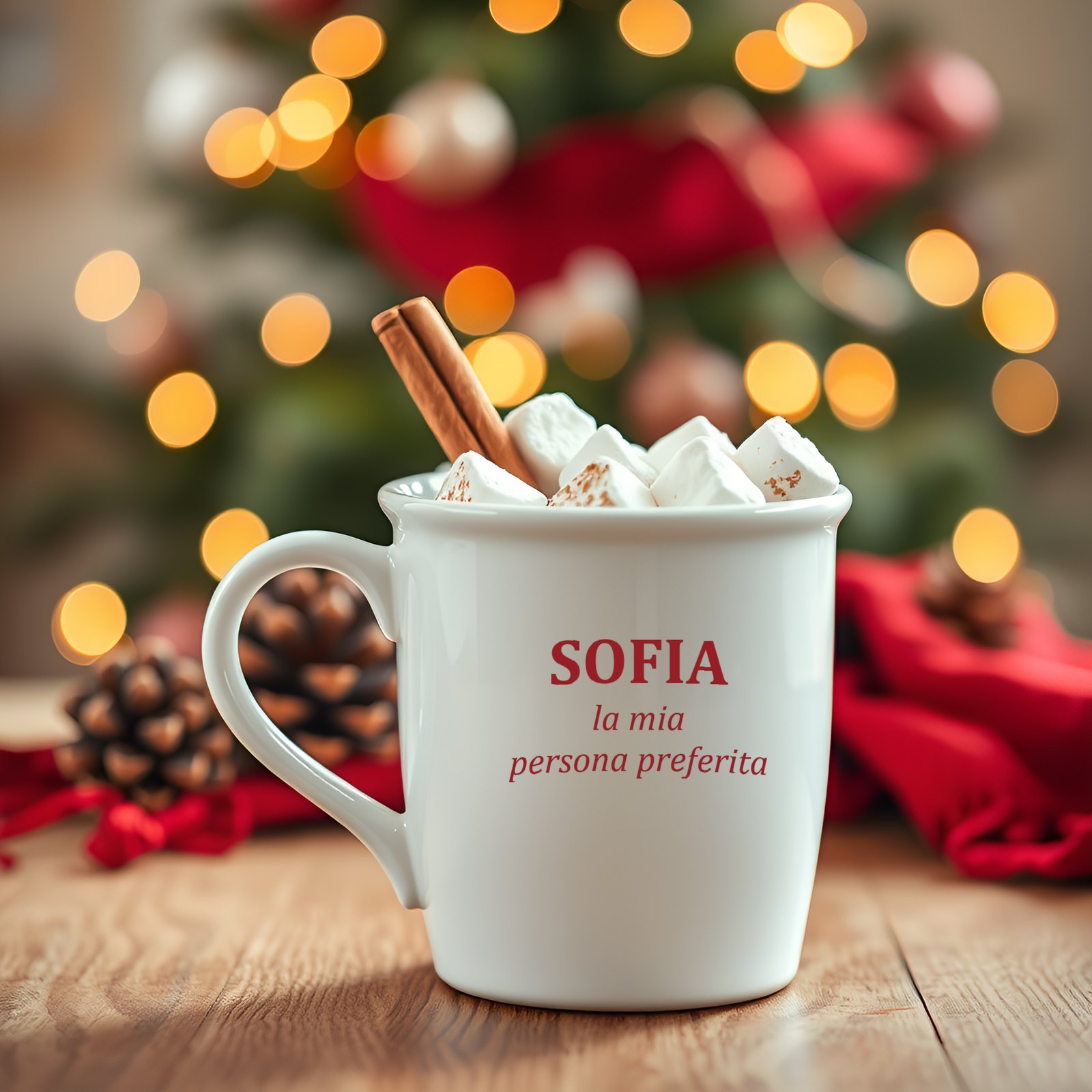 Tazza di cioccolata con scritto Sofia la mia persona preferita